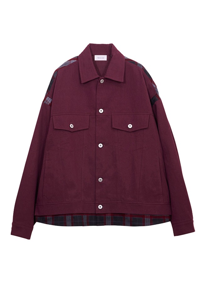 Nora Lily / ノラリリー Check Switch Denim Blouson/ ボルドー