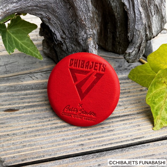 【千葉ジェッツ×ベルズスクエア】コラボ　キョン革の缶バッチ　千葉ジビエレザープロジェクト
