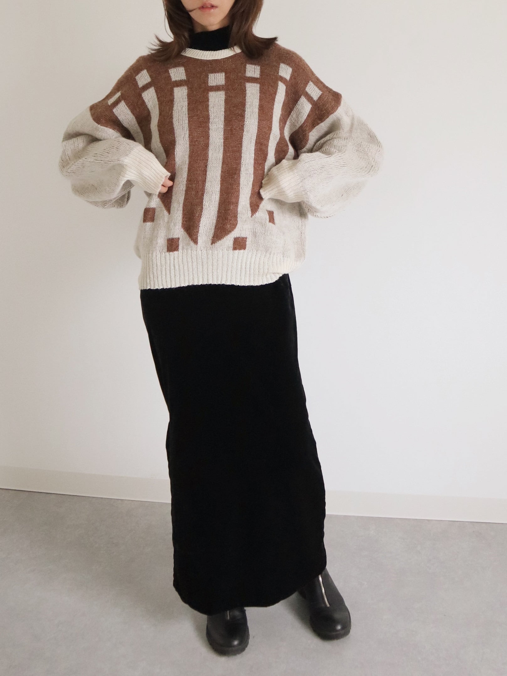 ●made in FRANCE mohair geometric pattern sweater