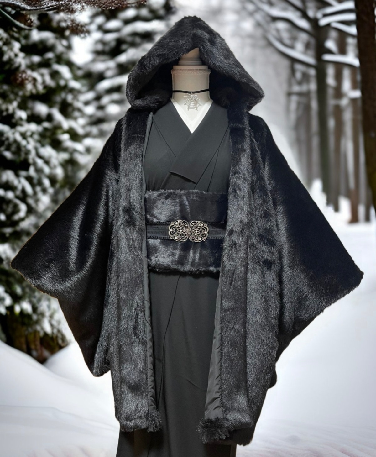 MISAMARU フェイクファーフード羽織 ブラック 完売品 眠く