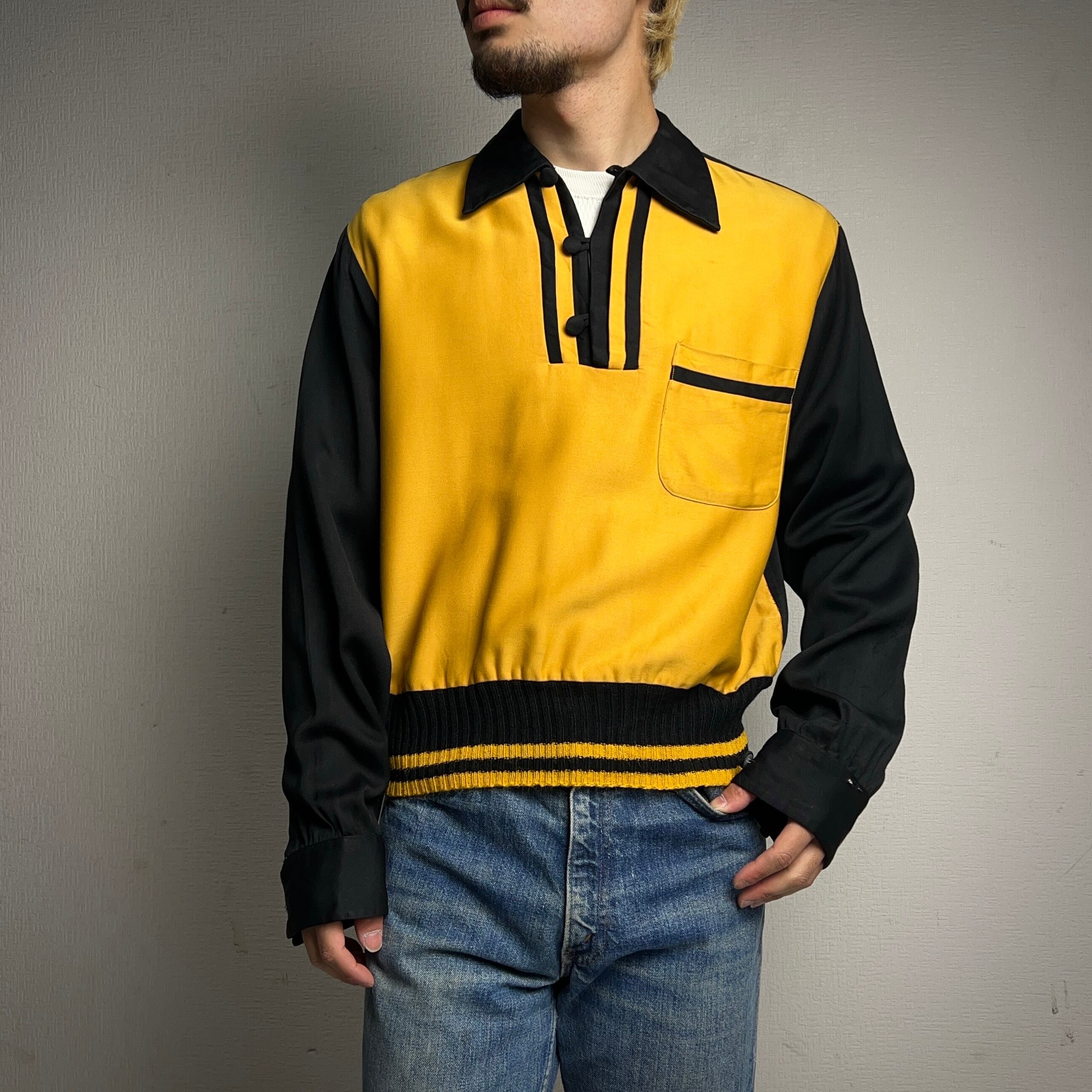 1950's Casuals by CAMPUS RAYON GABARDINE 2TONE RIB SHIRT 50年代 2