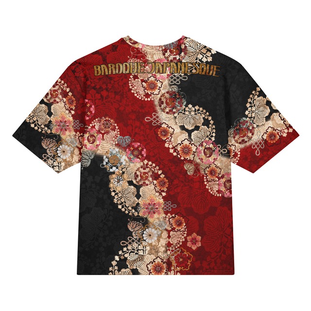 和紋様装飾　黒紅２　和柄ユニセックス 180G Performance Tシャツ