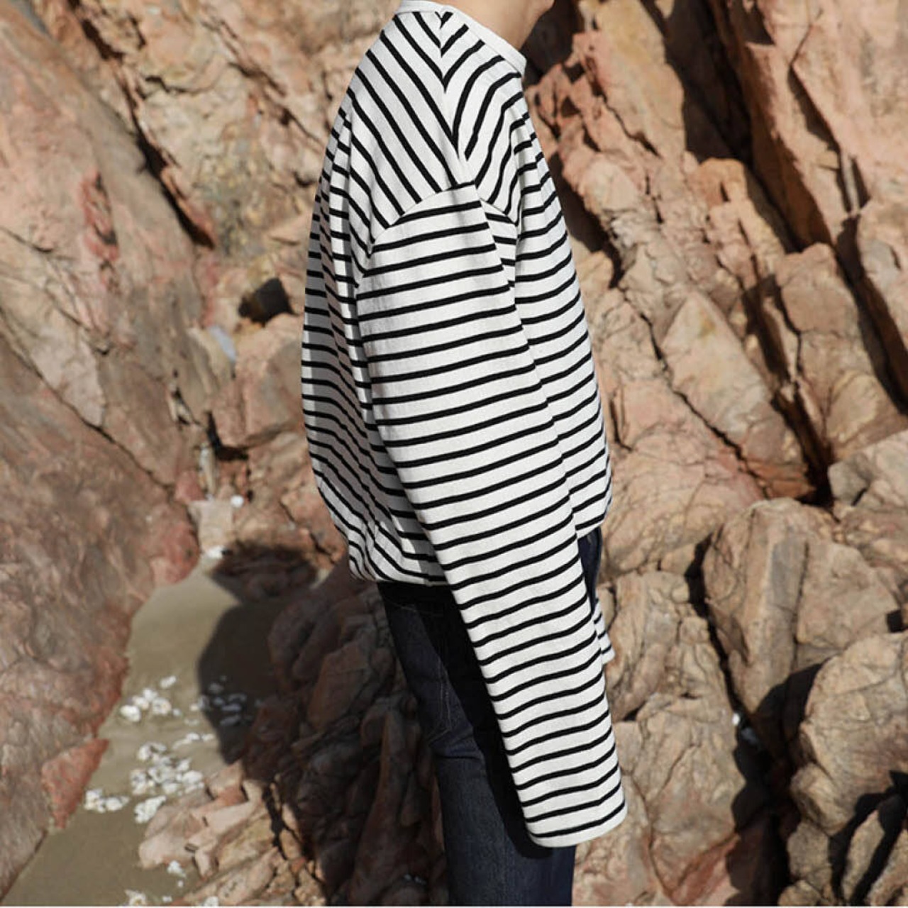 ルーズボーダーロングTシャツ　MT0080056