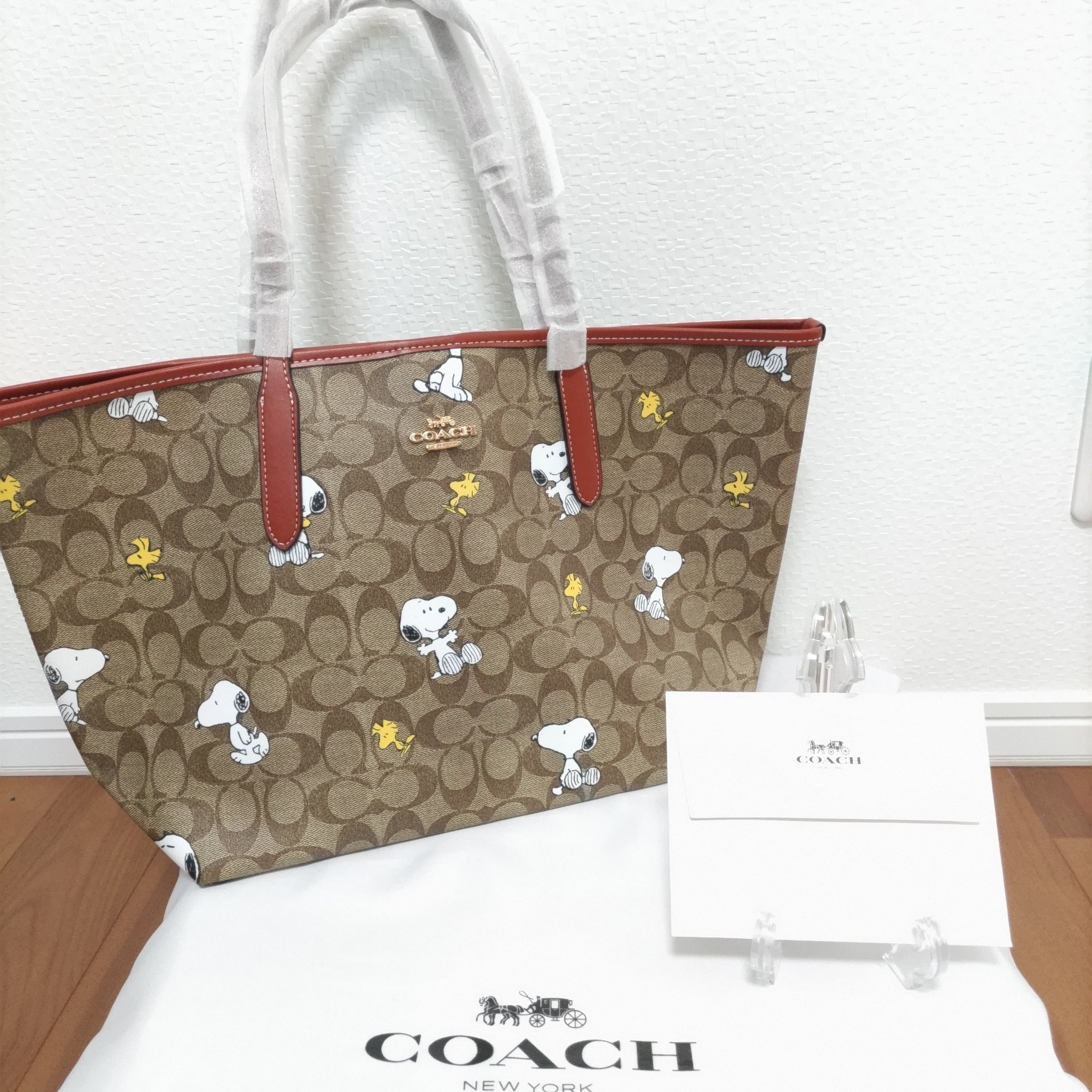 COACH コーチ スヌーピー トートバッグ ウッドストック ブラウン 新作