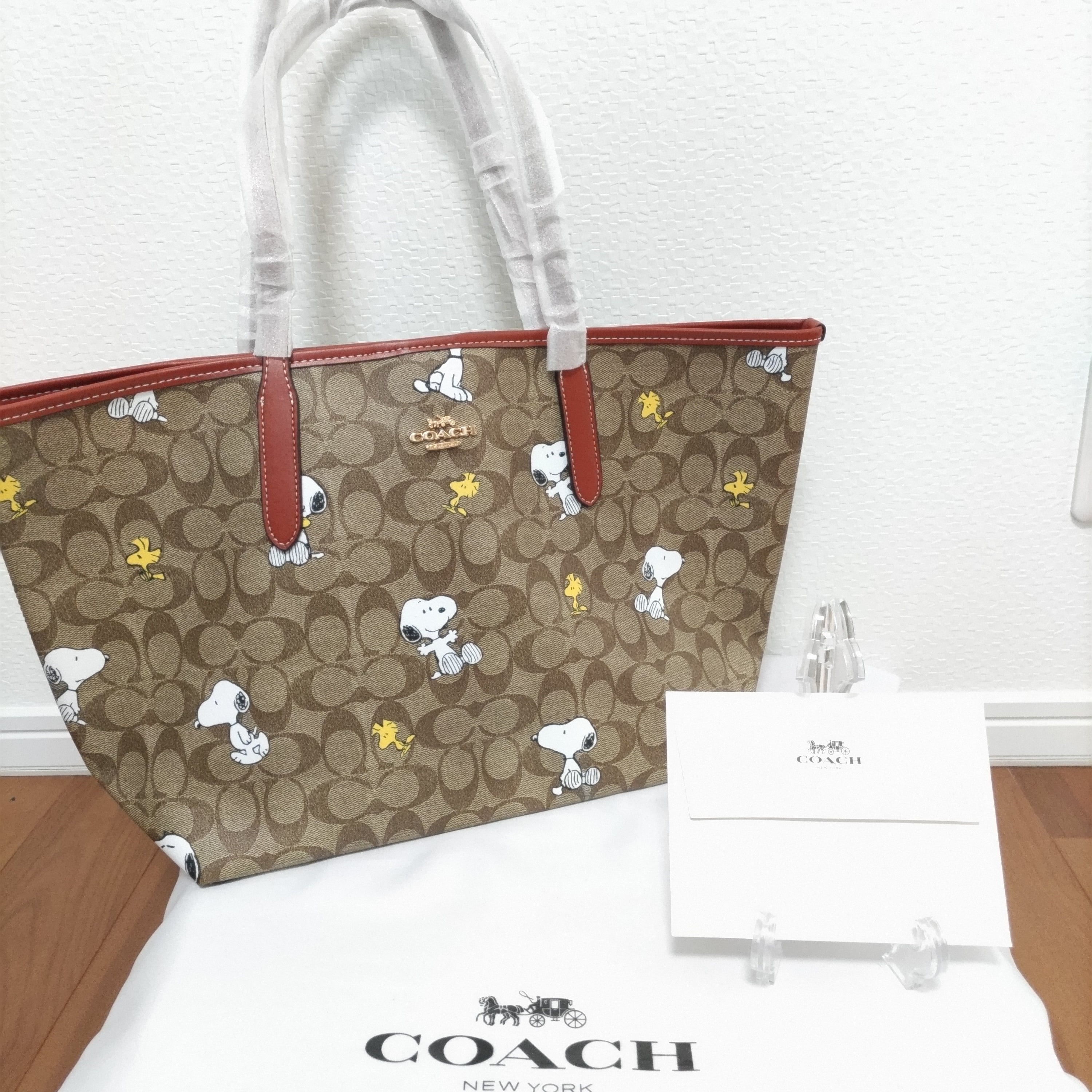 COACH コーチ スヌーピー トートバッグ ウッドストック ブラウン 新作  