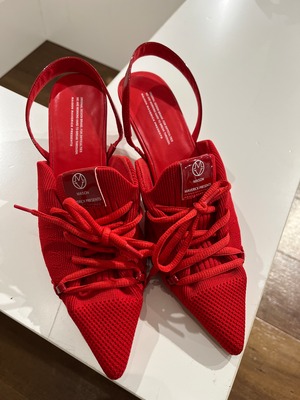 メゾンマヴェリックプレゼンツ　MAISONMAVERICKPRESENTS 　3月納期　ニットレースアップヒールスニーカー