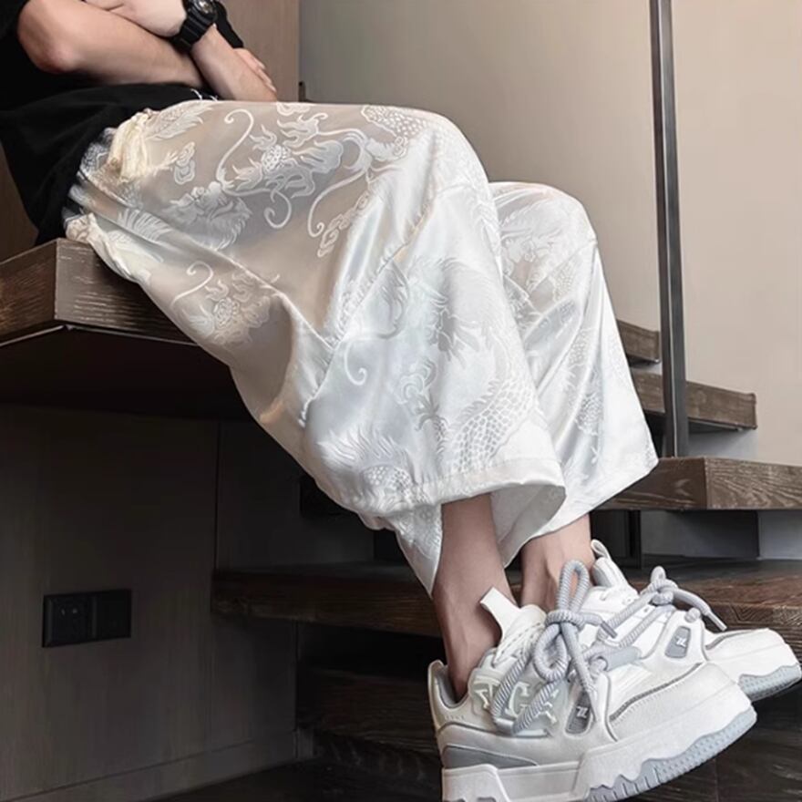 サブカル 服 地雷系 通販 メンズファッション メンズ ハーレムパンツ チャイナ風 ドラゴン柄 クール