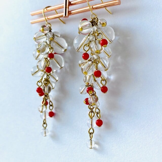 赤珊瑚 ハート型ピアス（ケース付き） 血赤珊瑚ピアス / ハート