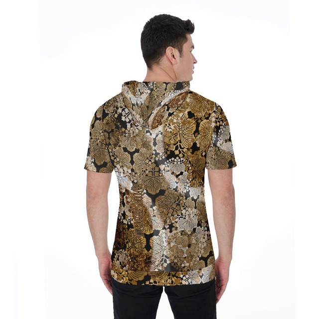 和紋様装飾　金　ユニセックス　Tシャツパーカー