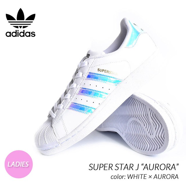 アディダス スーパースター スニーカー adidas SUPER STAR J "AURORA" WHITE ( 日本未発売 白 ホワイト レディース  ウィメンズ AQ6278 ) | Arvo