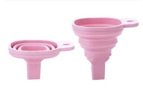 折りたたみじょうご シリコン コンパクト 10個セット 漏斗 キッチン用品 詰め替え ボトル移し替え 液体 調味料 洗剤 サニタリー 収納 省スペース ブルー グリーン ピンク ランダム　cw-a-3253