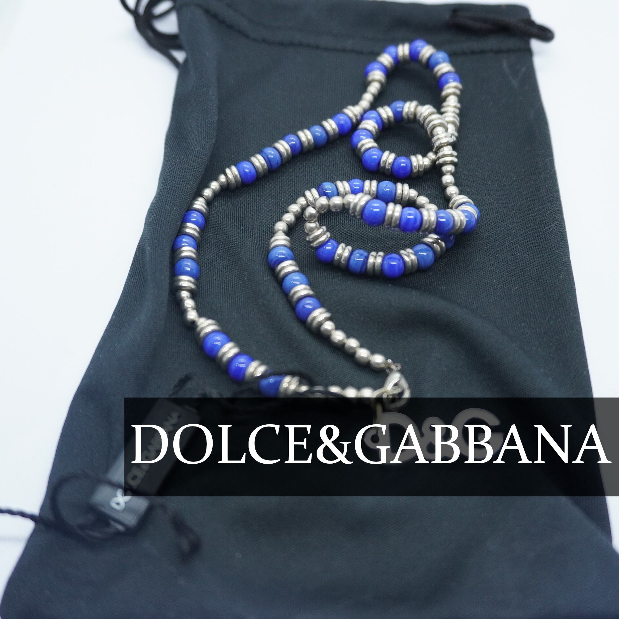 DOLCE&GABBANAラピスラズリ x メタルチャームネックレス   ブランド