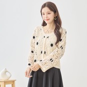 amie studio レトロレースニットカーディガン【M~L】ベージュ