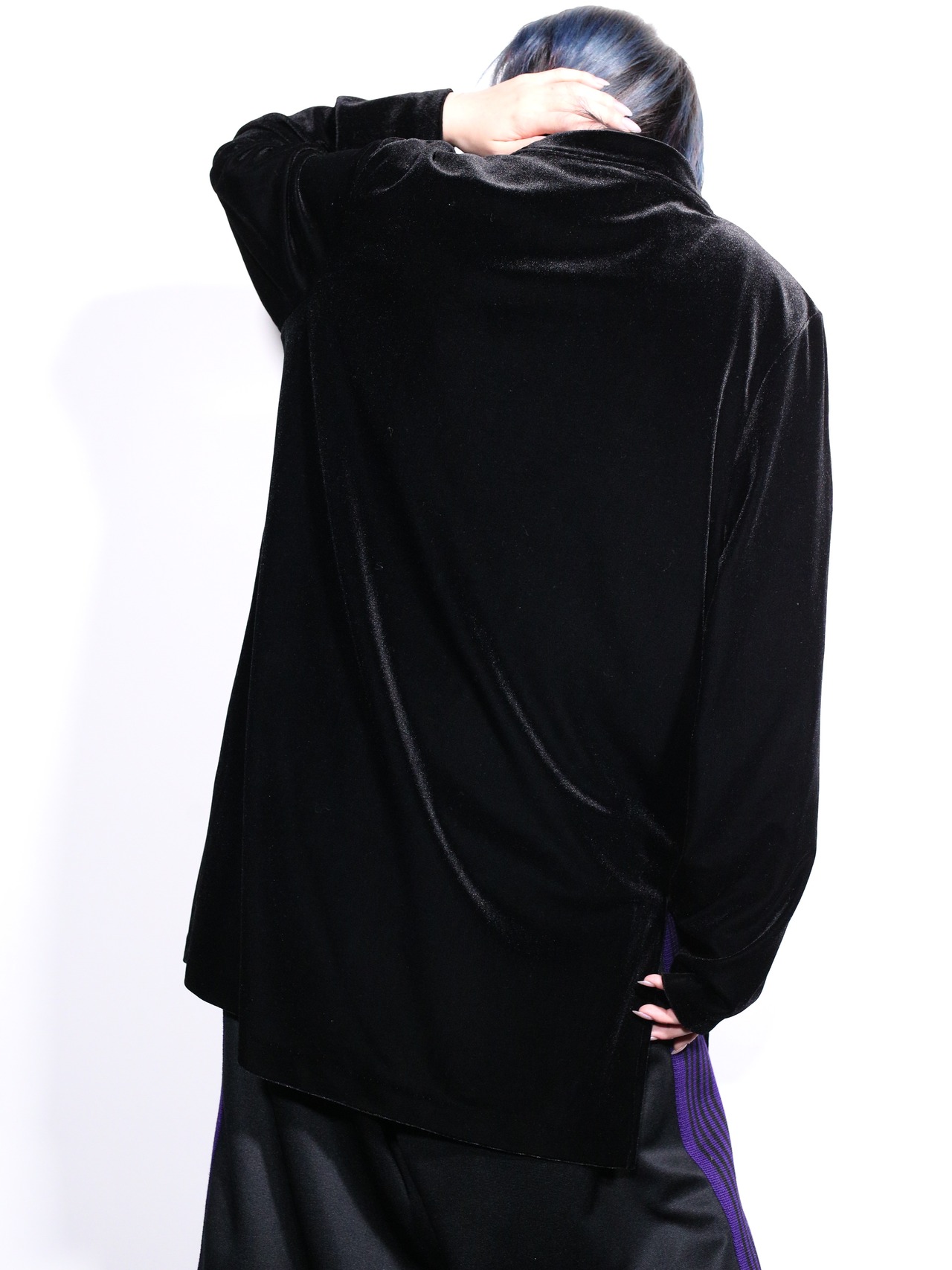 black one tone velours china shirt - 6