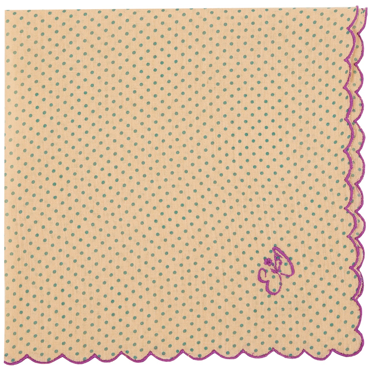 Green Dots Beige Cotton Scarf / Emile et Ida