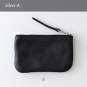 革のフラットポーチS Black