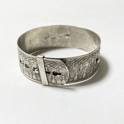 1908's Antique Henry Griffith & Sons Sterling Silver Fidelity Buckle Bangle