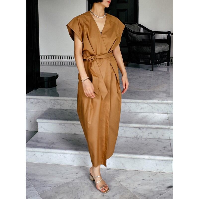 loose V-neck dress W00038