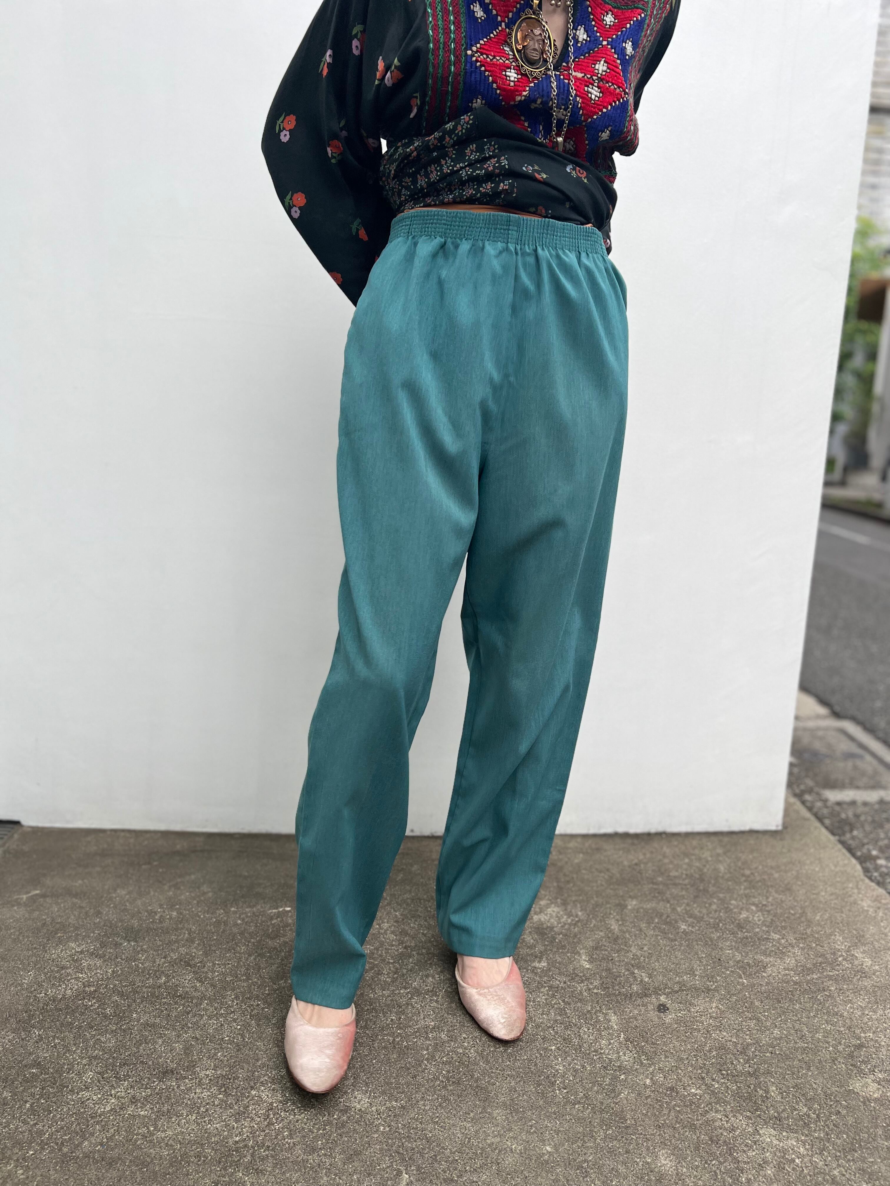 Vintage blue green simple poly pants ( ヴィンテージ ブルー