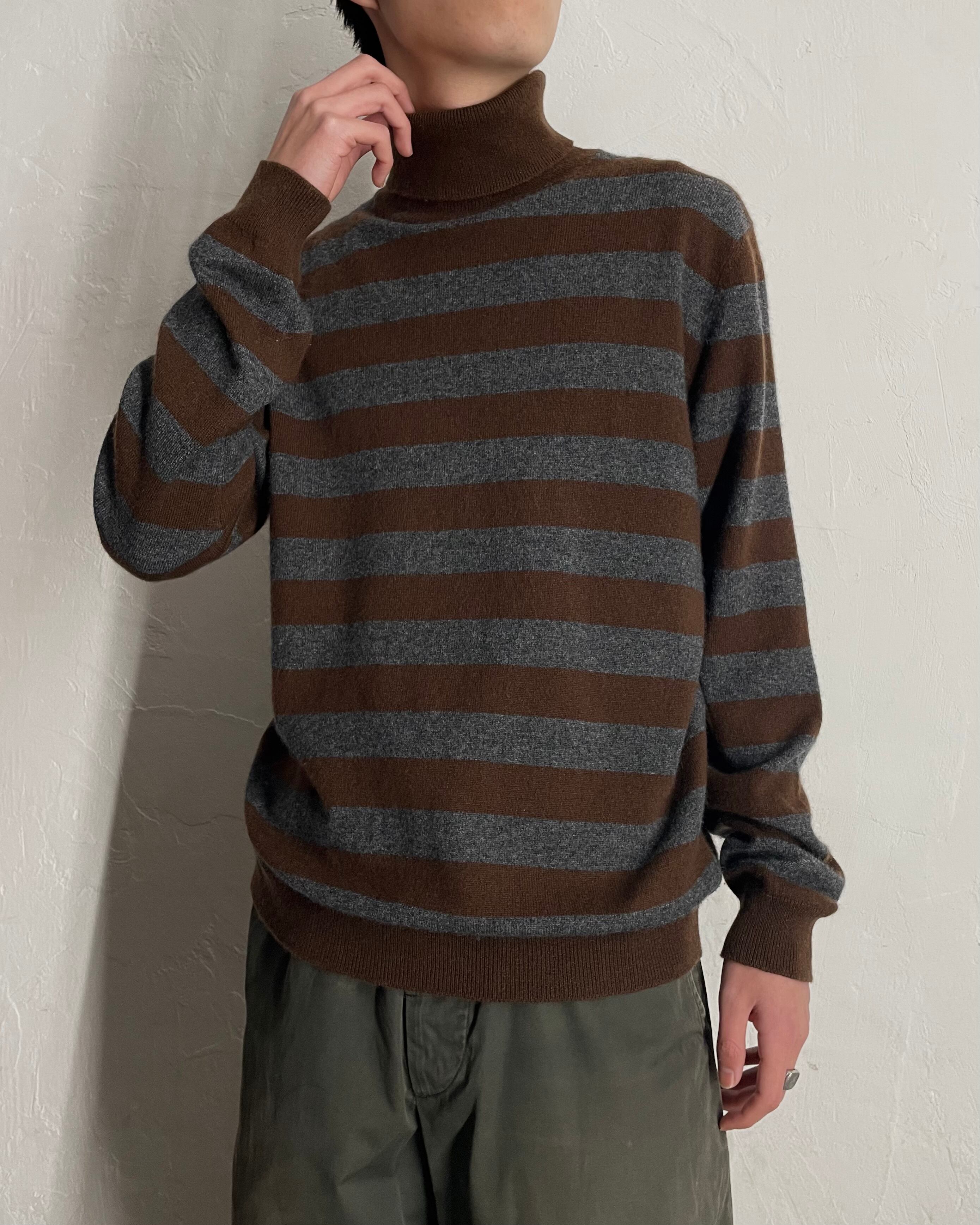 LOEWE Border Pattern Turtle-Neck Cashmere Knit ITALY製