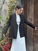 【24SS】Mame Kurogouchi マメクロゴウチ / Linen Touch Triacetate Collarless Double Breasted Jacket