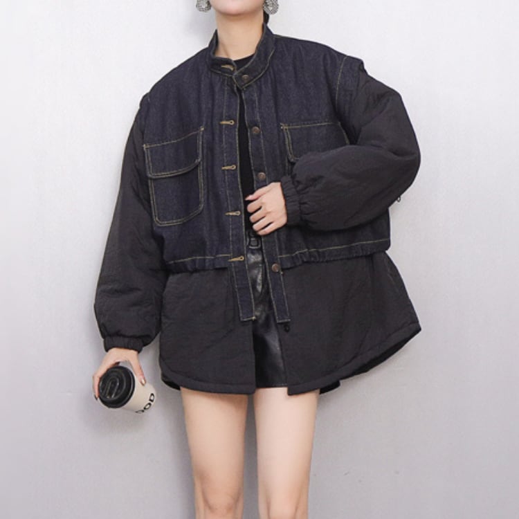 スタンドカラー パッチポケット 長袖 ジャケット ◆2col R30261