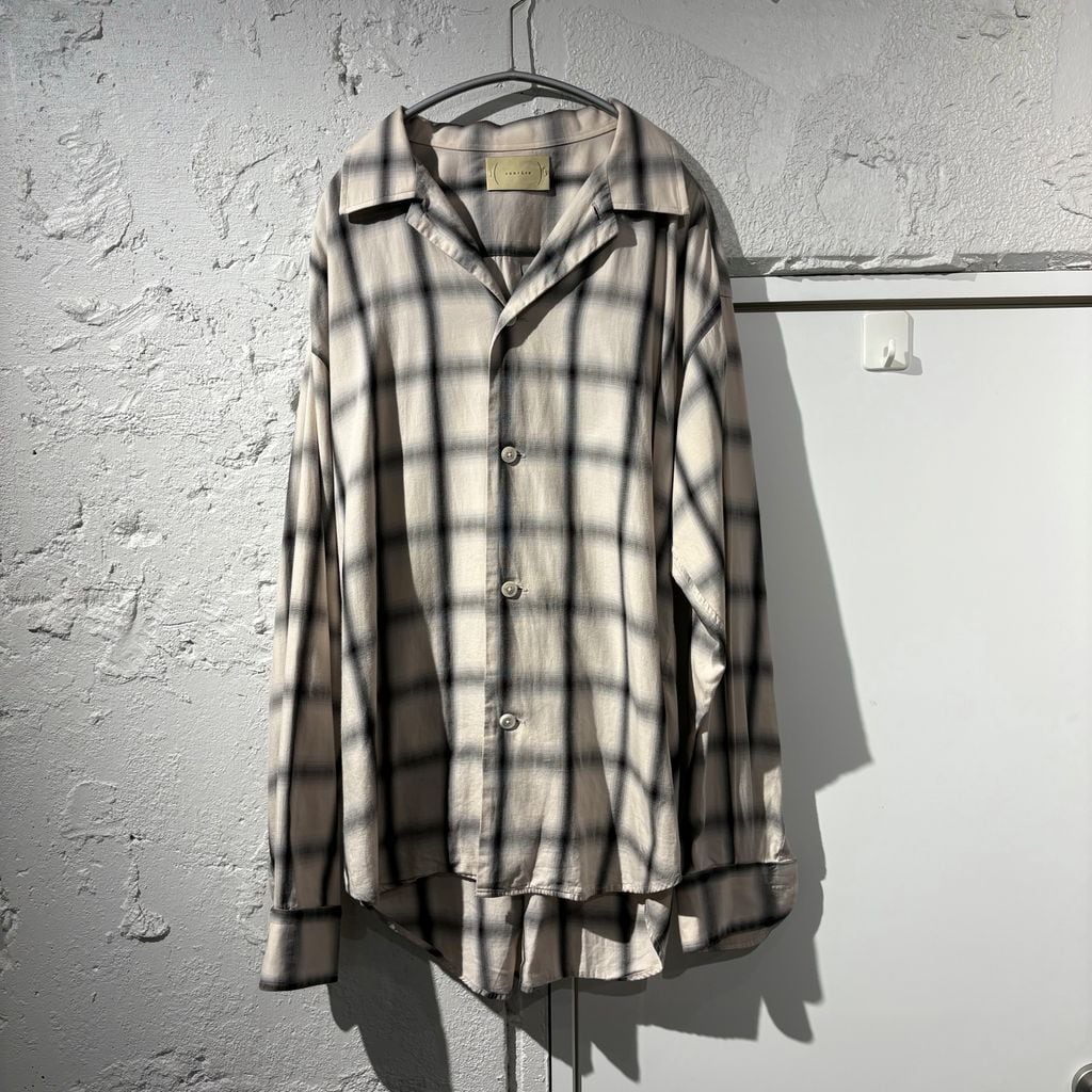 CANTATE カンタータ Ombre Open Collar Shirt オンブレチェック