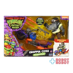 プレイメイツ タートルズ ミュータント・パニック！ TMNT チョッパーサイクル w/ ロックステディ 2024 未開封