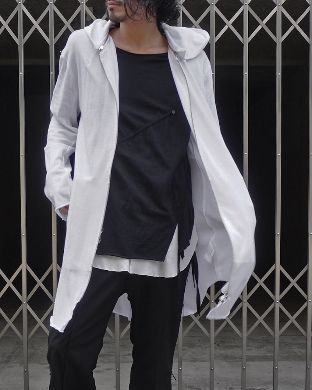ASKYY / REMOVABLE HOODIE GAUZESWEAT ZIPUP PARKA / WHT | ASKYY