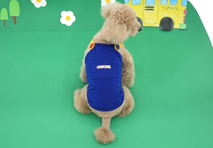 color shoulder t-shirt S ~ XL 2color / 犬服 春夏 新作 Tシャツ ドッグウェア 袖なし 可愛い 犬の服 お揃い オーバーオール トップス　top151