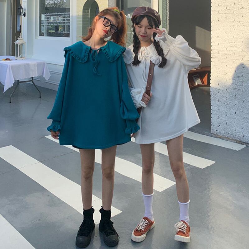 スタイルルーズセーター スプリング ロング レース ブラウス 春物 レースアップ 萌量不足64156750834