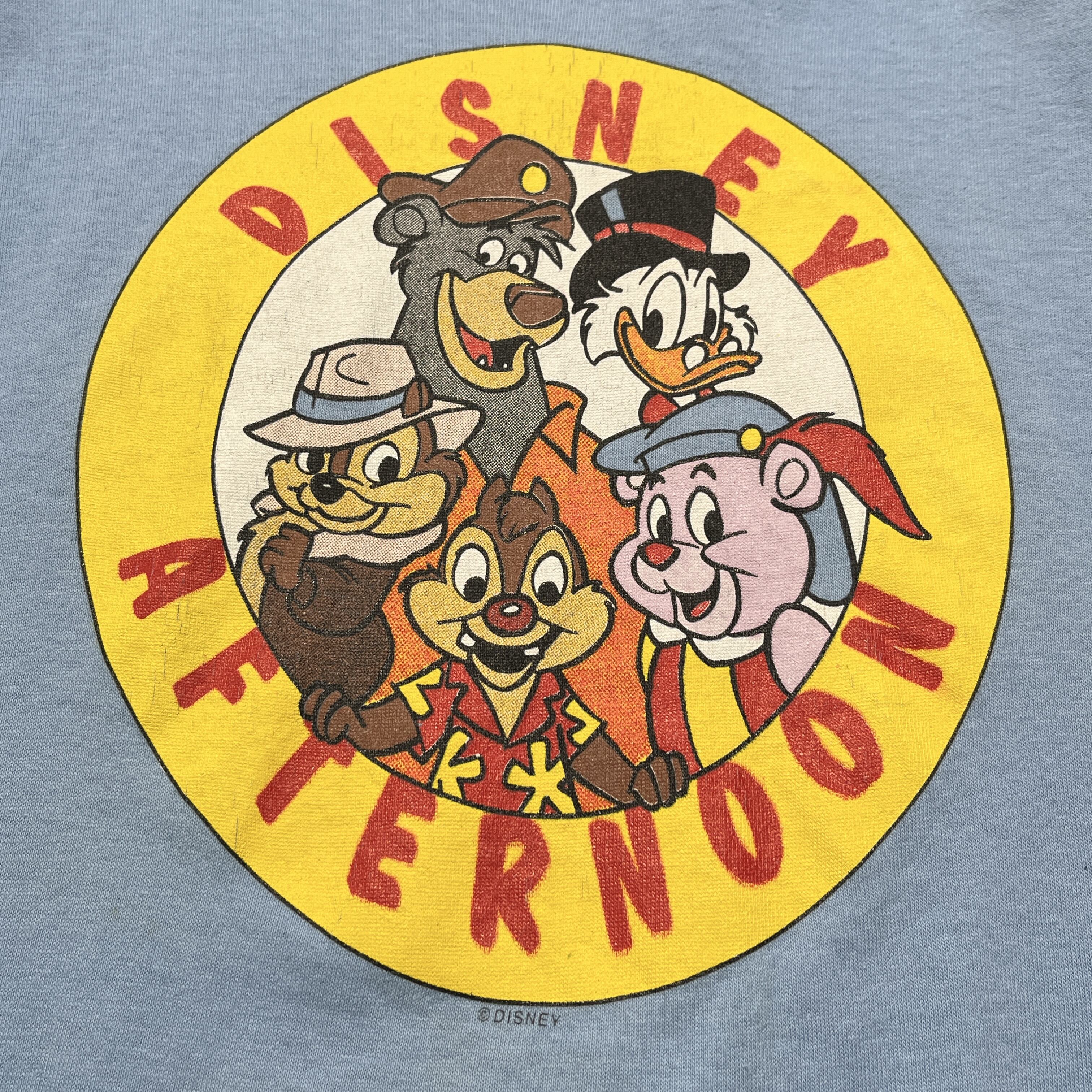 90's Disney USA製 ビンテージTシャツ XL 水色 チップ＆デール
