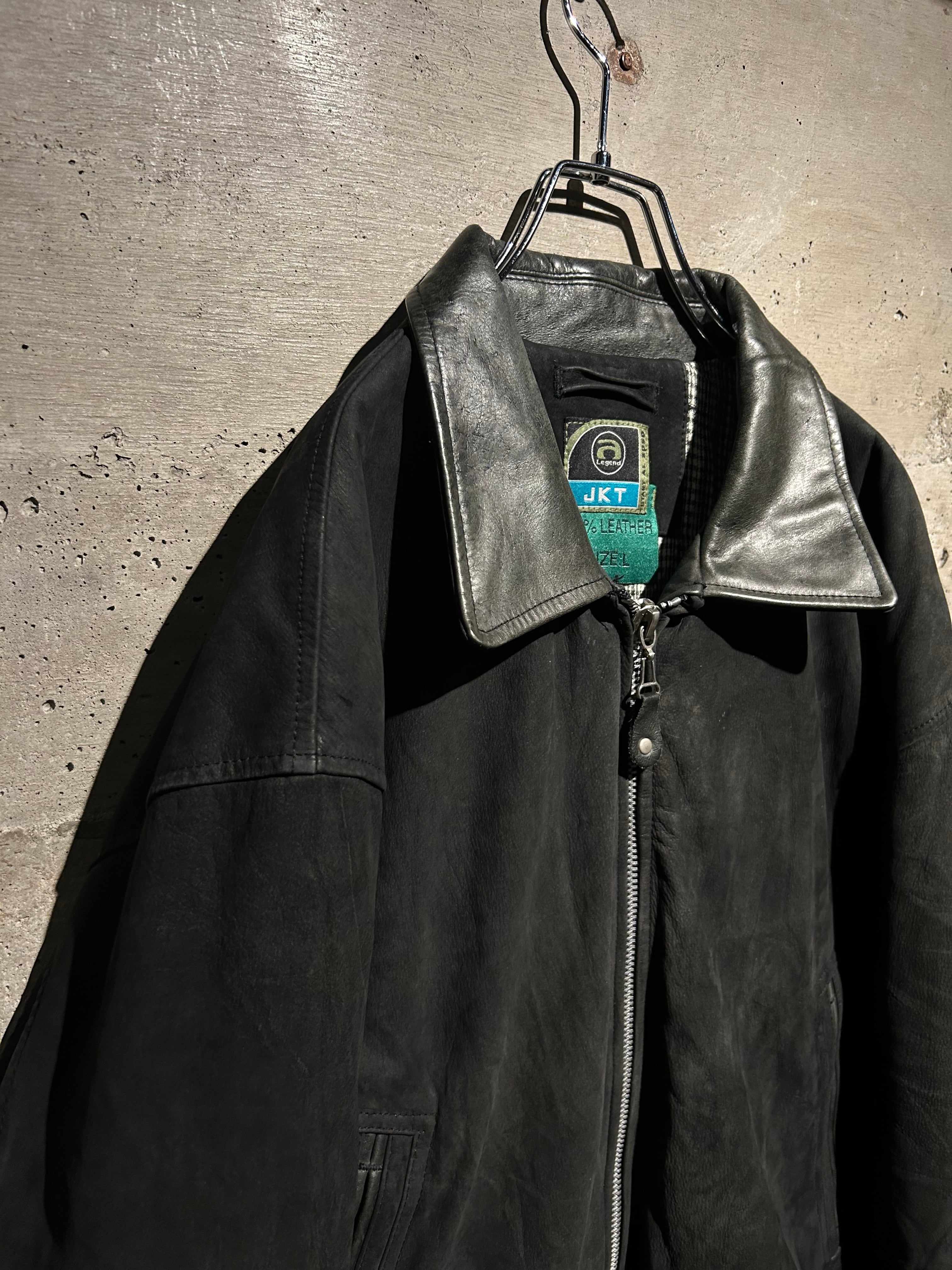 Caka】Switching Design Vintage Zip Up Leather Jacket | Caka(カカ