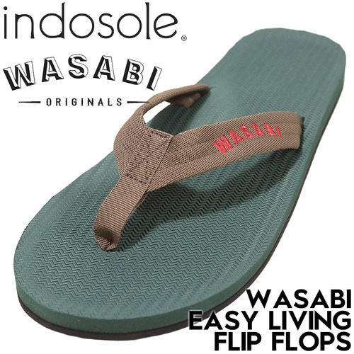 indosole インドソール WASABI Originals ワサビ コラボ サンダル メンズ ビーチサンダル トングサンダル リサイクルタイヤソール WASABI EASY LIVING FLIP FLOPS Leaf 日本代理店正規品