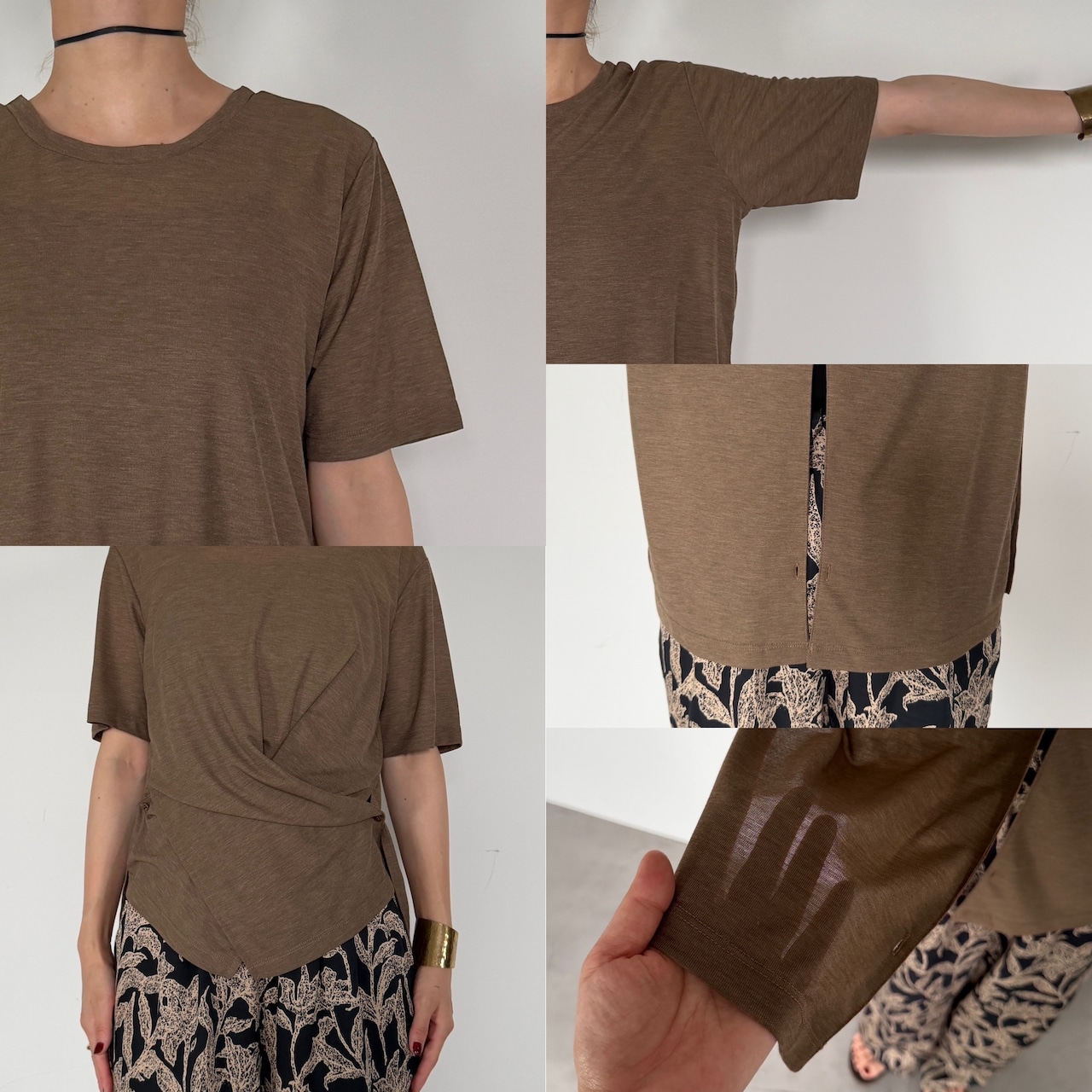 【予約1週間】マルチwayスリットシアーtee/モカ