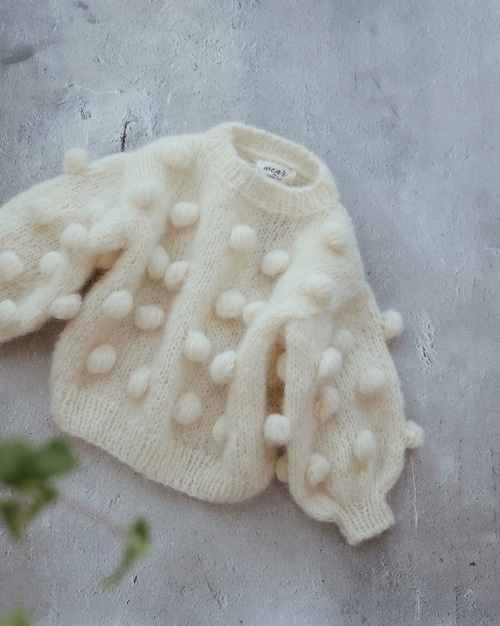 【pixie hat】(size1‐2Y) Bubble Sweater/ecru 【pixie hat】(size1‐2Y) Bubble Sweater/ecru