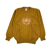 DOLCE ドルチェ エンブレム刺繍 リブ編み クルーネック ニット セーター 46/マスタード系 メンズ レトロ