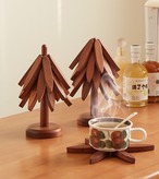 天然木 折りたたみ 断熱マット トリベット 星型 コースター  鍋敷き 木製 北欧風 ナチュラル キッチン