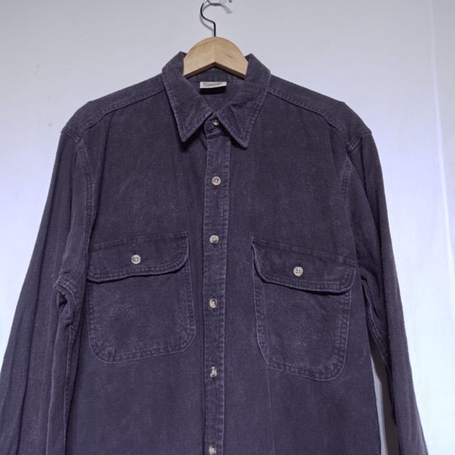 1990s FIVE BROTHER Heavy Flannel Shirt CHAMOIS CLOTH Black USA