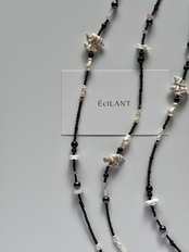 Black×Shell beads necklace［BZN45］