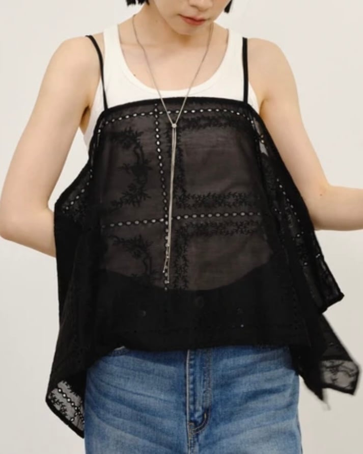 30%OFF!!【即納】Lady's パッチワーク刺繍 ランダムヘム キャミソール