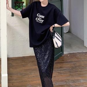 半袖 Tシャツ×スパンコールロングスカート2点セット　M00155
