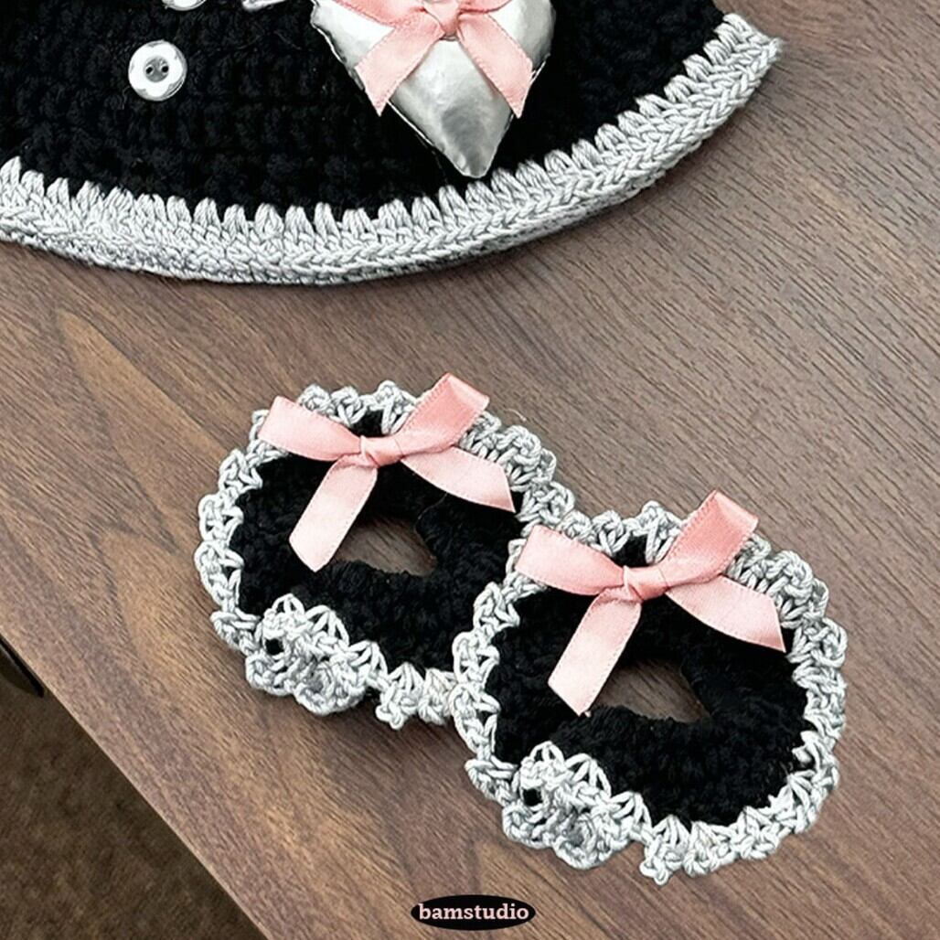 予約【Bam’studio】Heart Silver Scrunchie