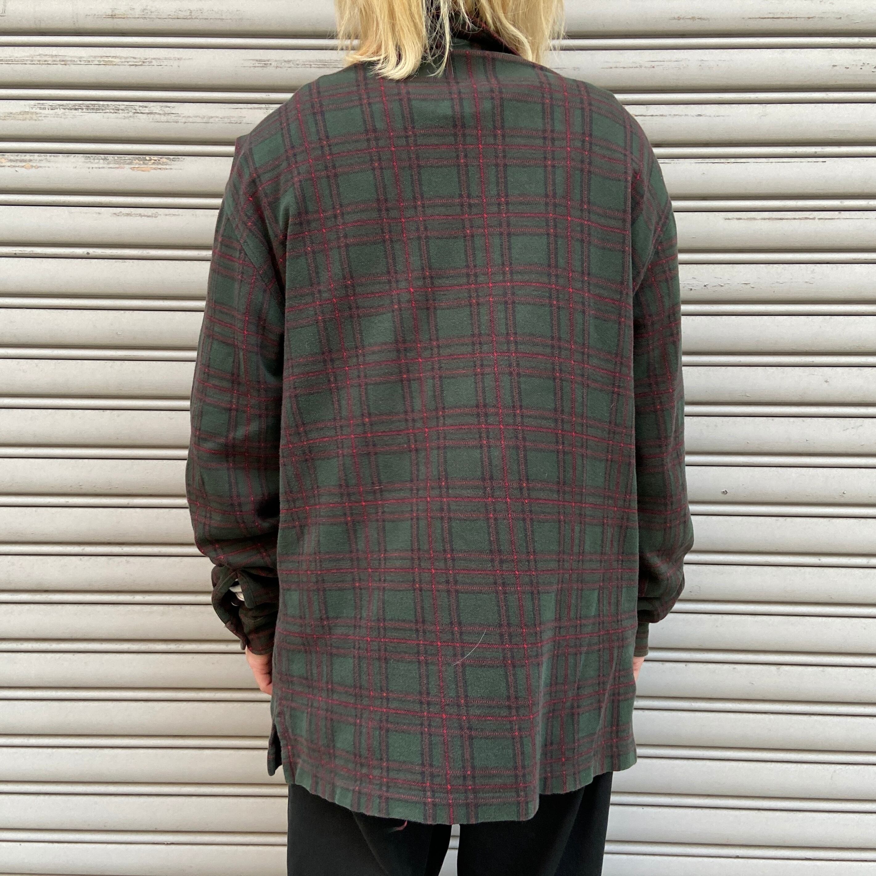 90ラルフローレン チェック柄コットンカットソー地ネルシャツ カナダ製