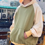 ChahChah CC THREE TONE HOODIE / OLIVE