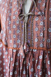 Indian cotton terracotta with lavender dress