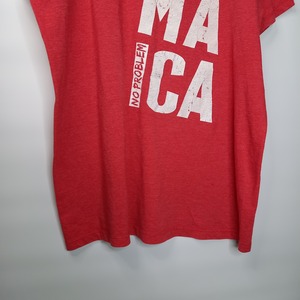 TBL　Vネック　プリントTシャツ　半袖　アメリカ製　サーモンピンク　L