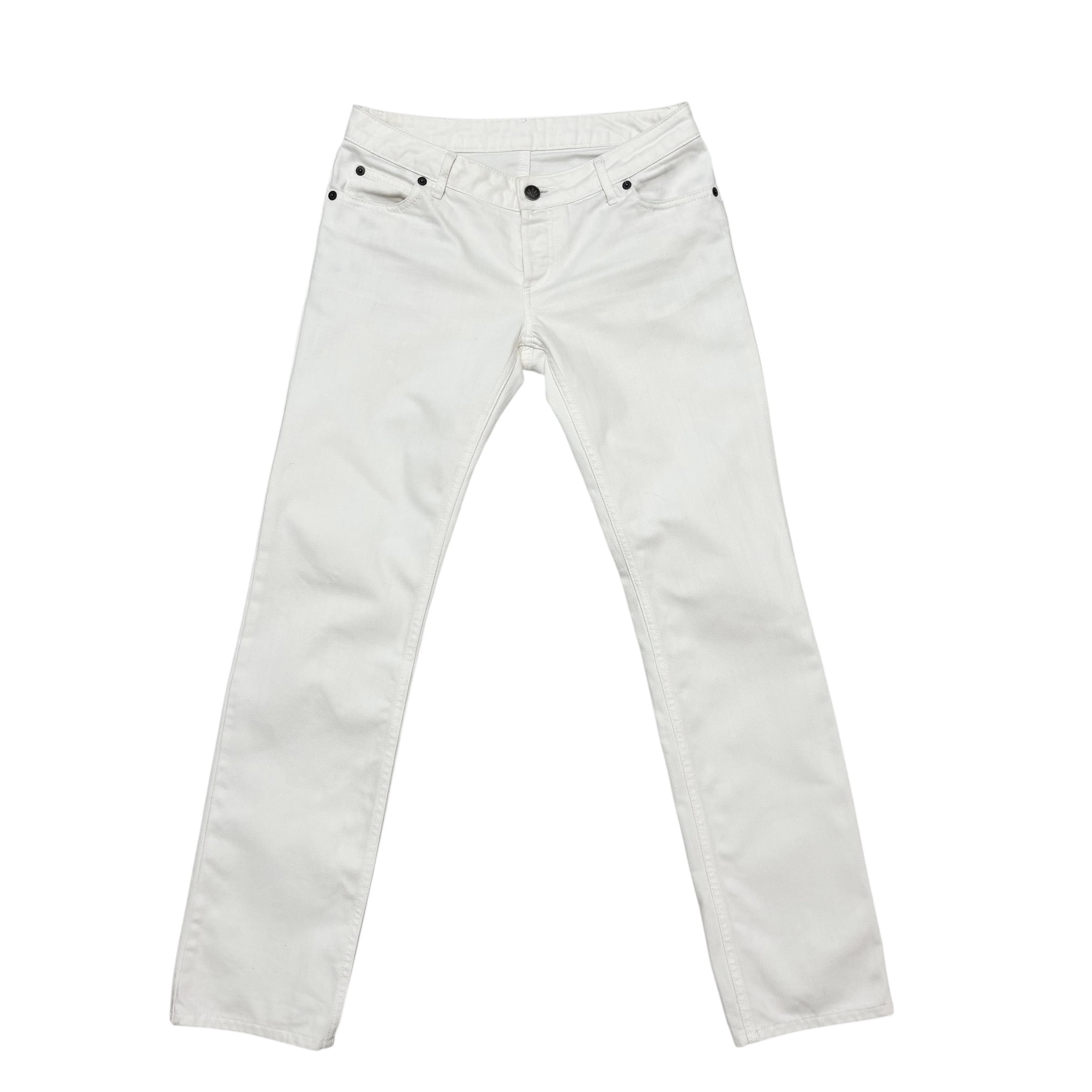 古着 ルシアンペラフィネ lucien pellat-finet 刺繍スカルロゴ ホワイト デニムパンツ クリーニング済 レディース サイズ26