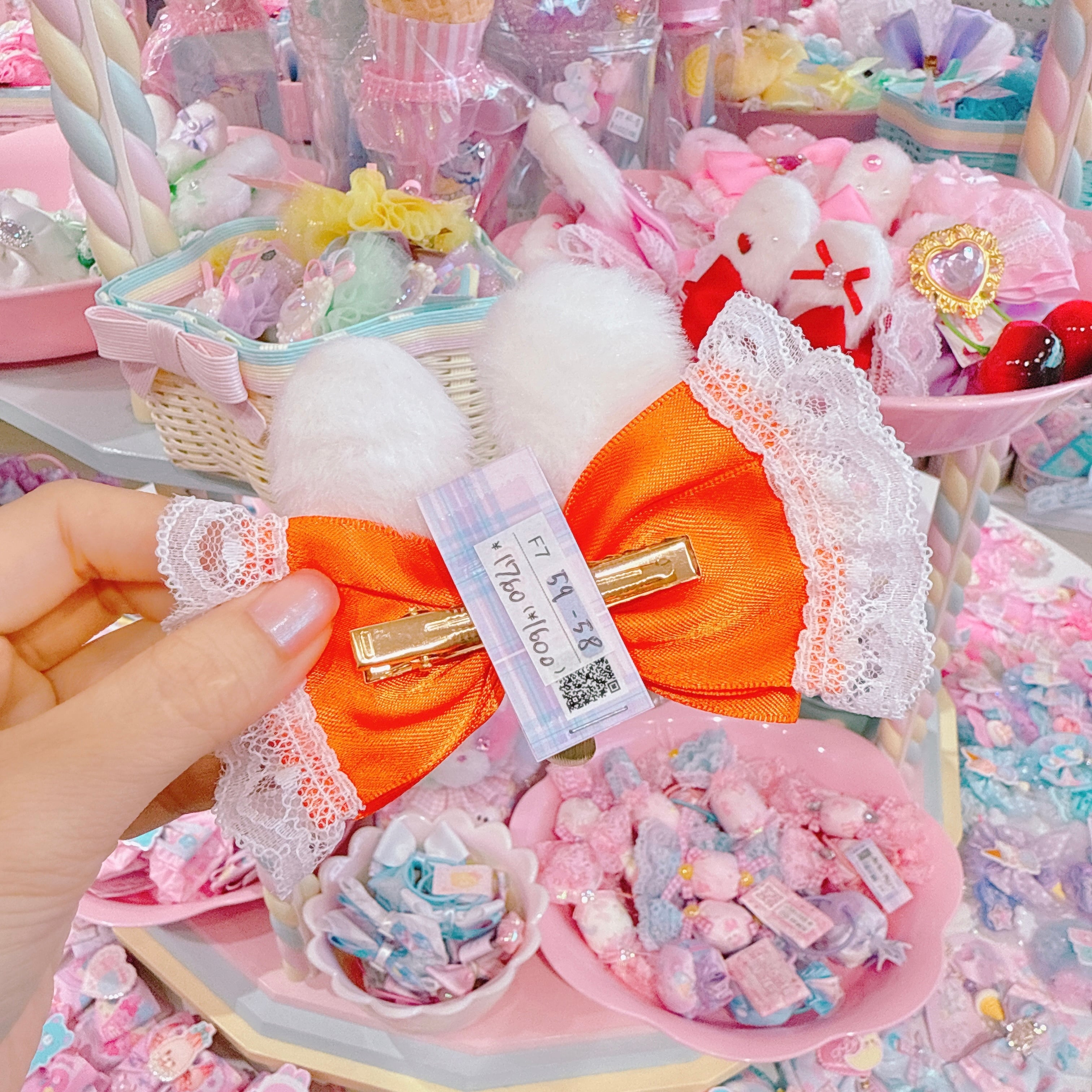 【F7】59-58うさ耳リボンヘアクリップ