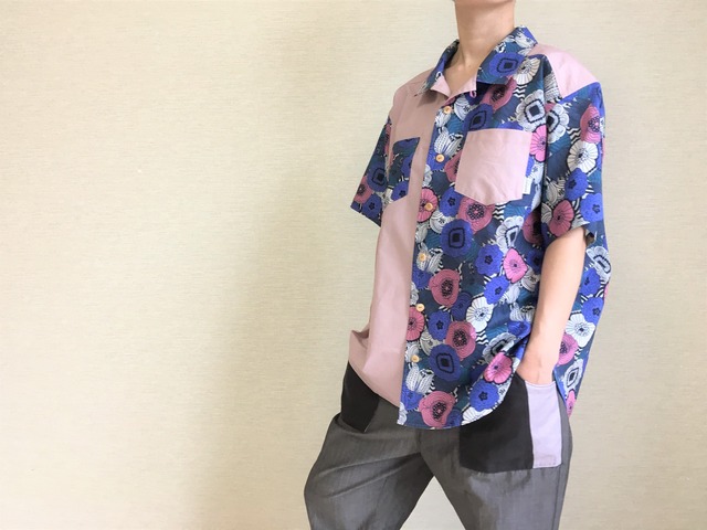 アロハ的なシャツ003 / 花ピンク